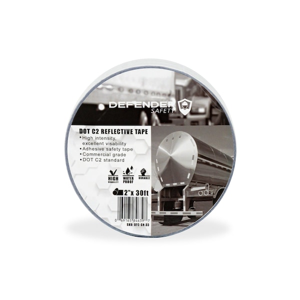 DOT C2 Reflective Adhesive Tape, Silver, WeatherProof,Commercial Grade For TrucksTrailers 2x 30'